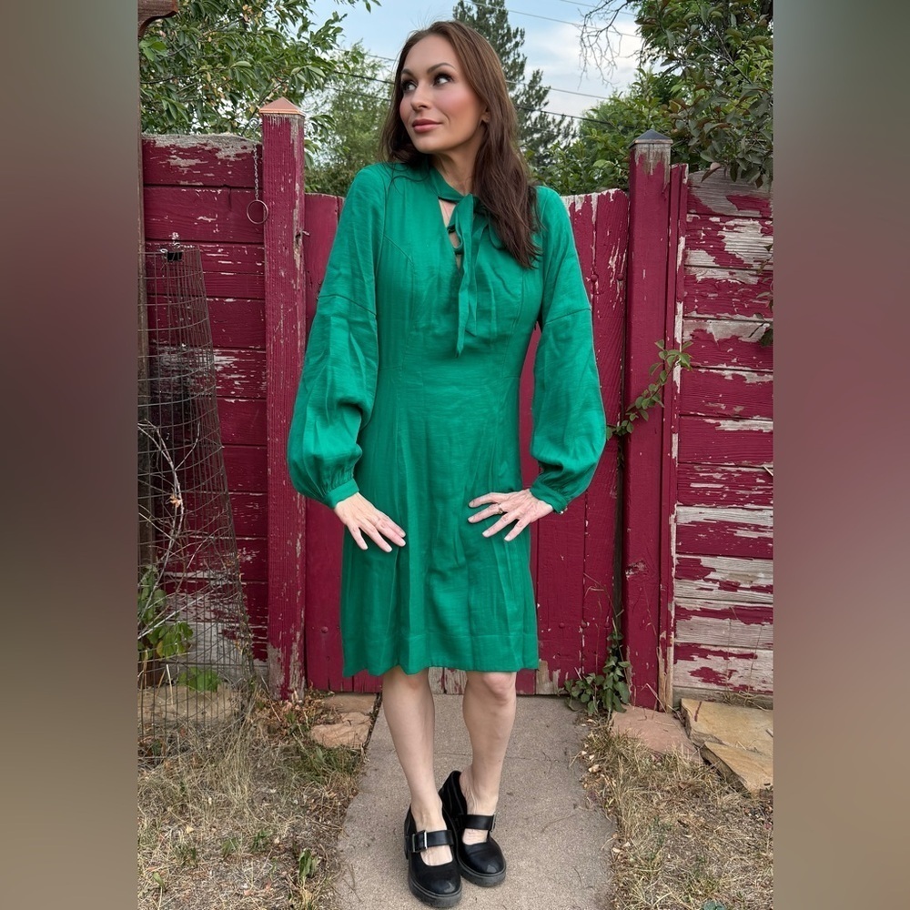 Moulinette Soeurs- Anthropologie- Emerald Green Dress- Size 10 US- Stunning! - Picture 7 of 9
